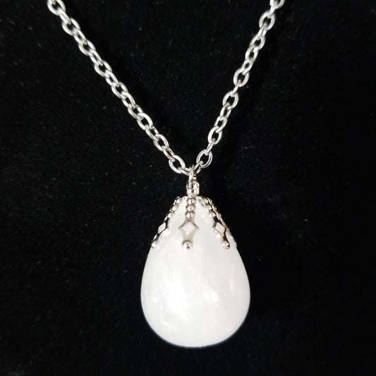 Milky quartz teardrop necklace