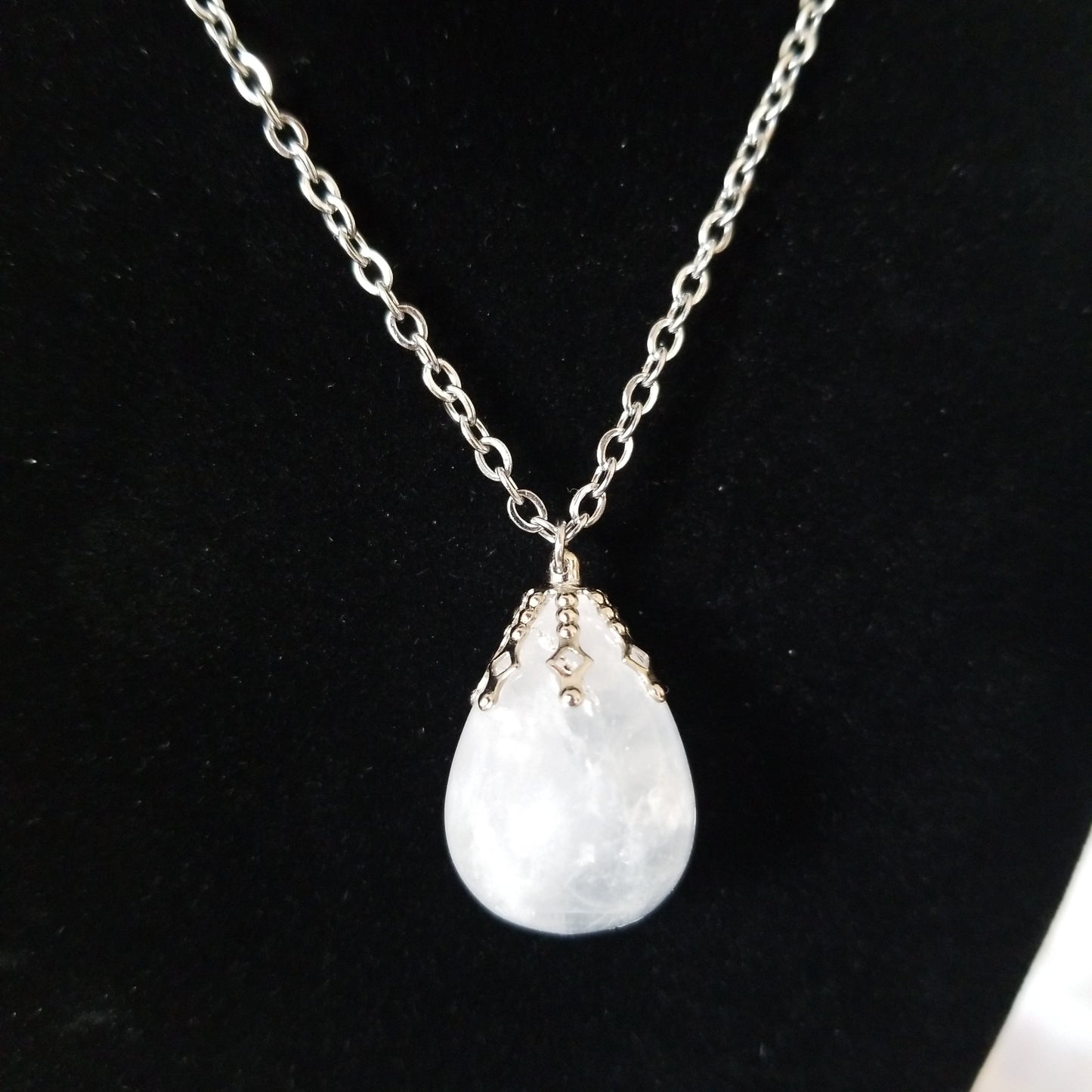 Milky quartz teardrop necklace