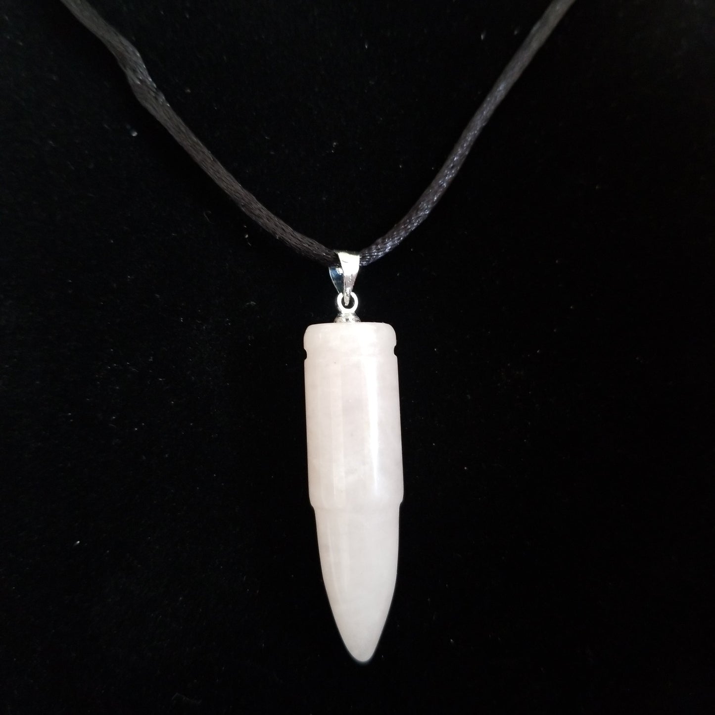 Milky quartz bullet necklace