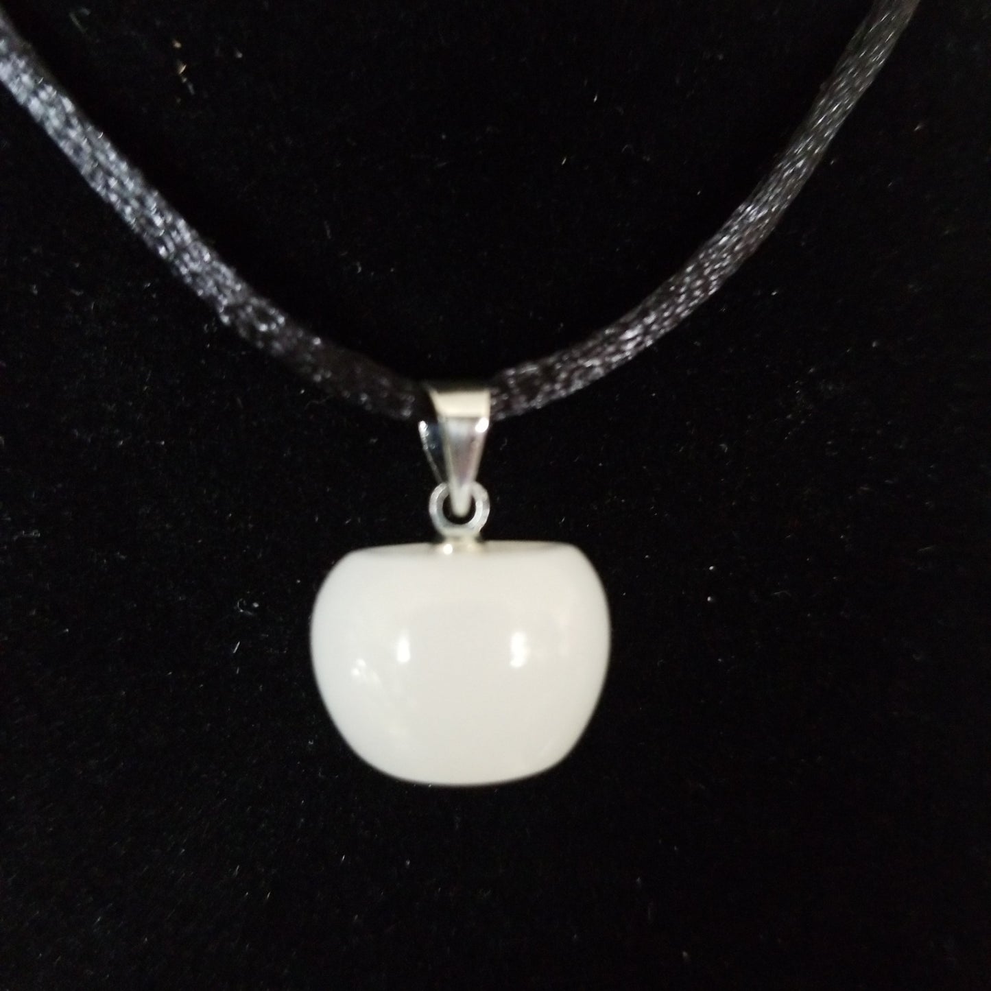 Milky quartz apple necklace