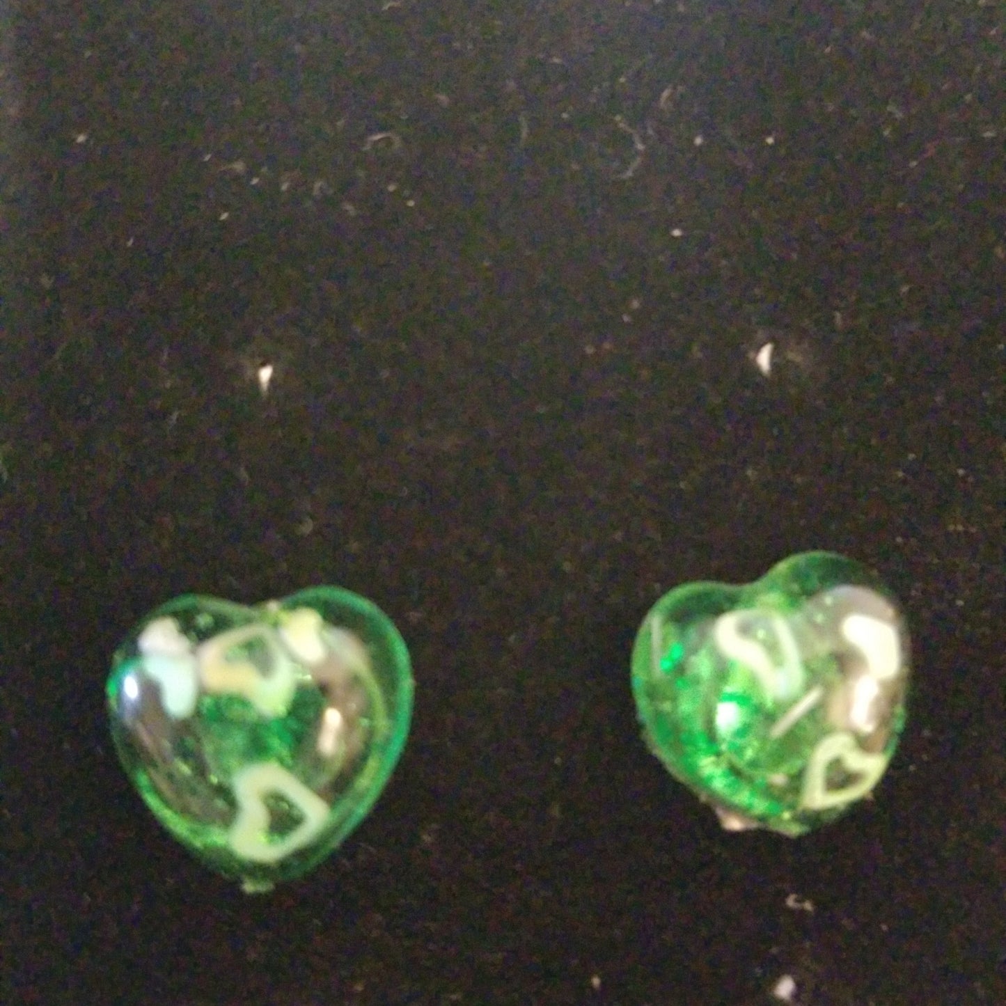 Green heart earrings