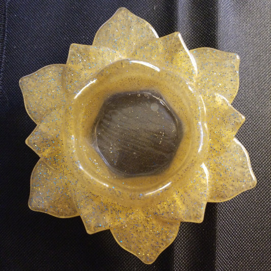 Yellow lotus candle holder