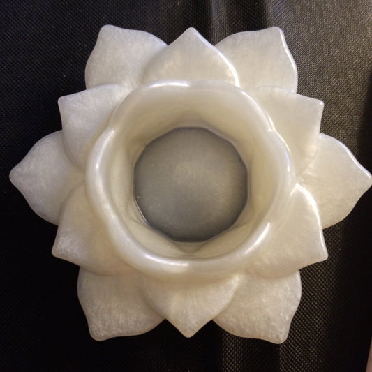 White lotus candle holder