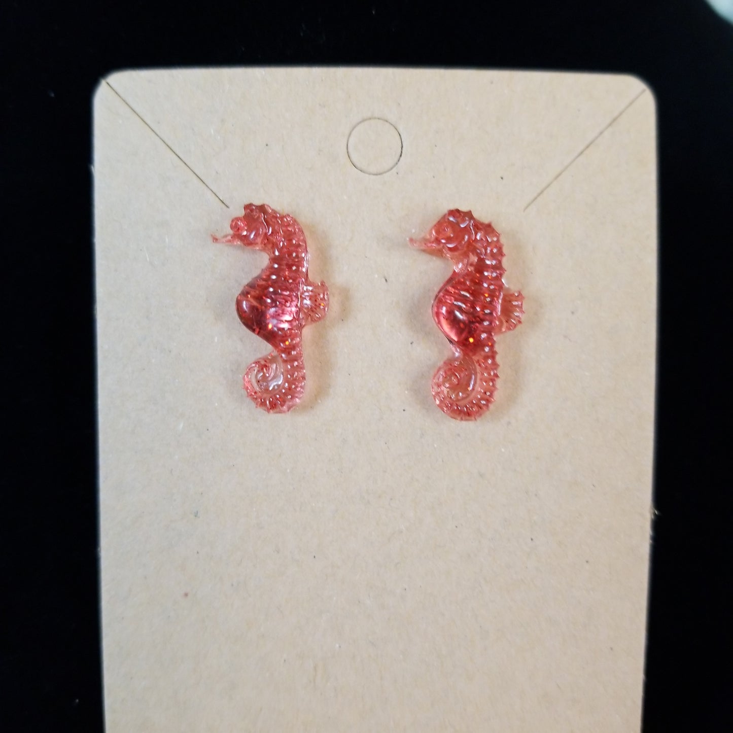 Red seahorse earrings