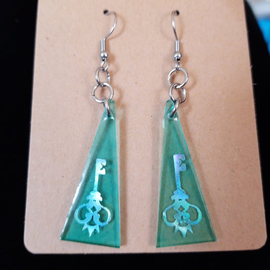 Key triangle earrings