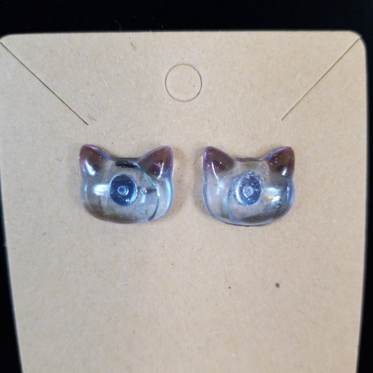 Light blue cat earrings