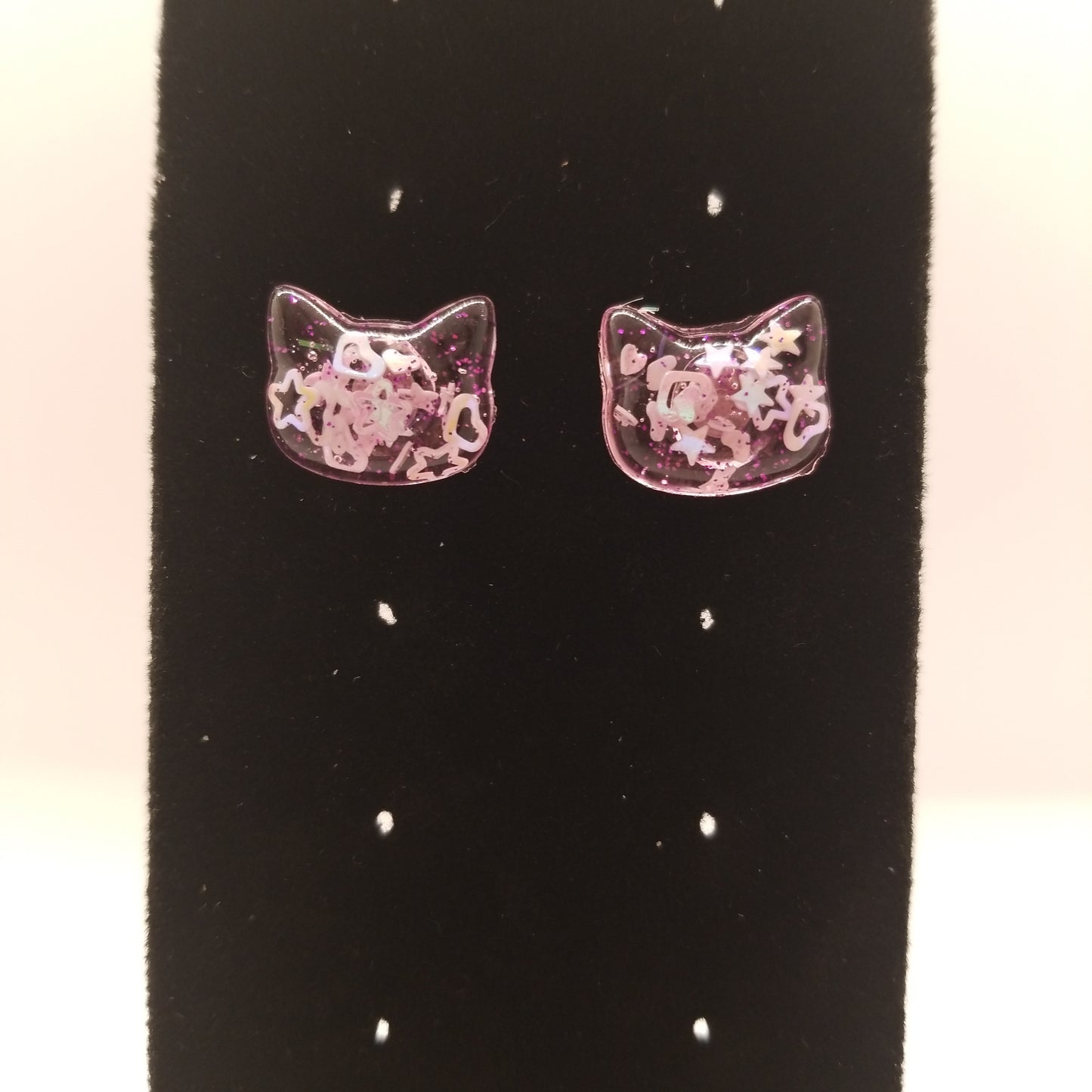 Pink cat earrings