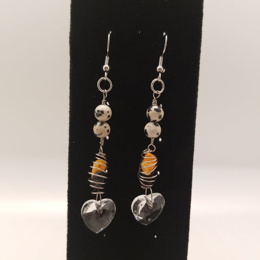 Hearts and crystals earrings